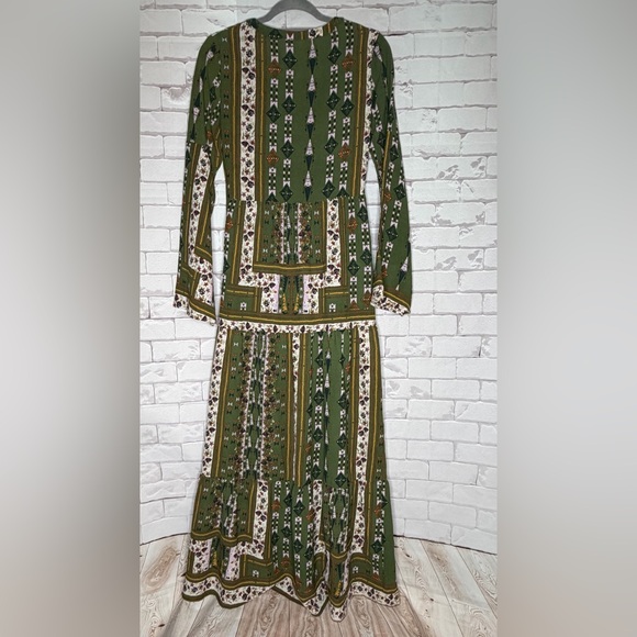 Altar’d State  Maxi Dress Olive‎ Floral Boho Long Sleeve - Picture 8 of 10